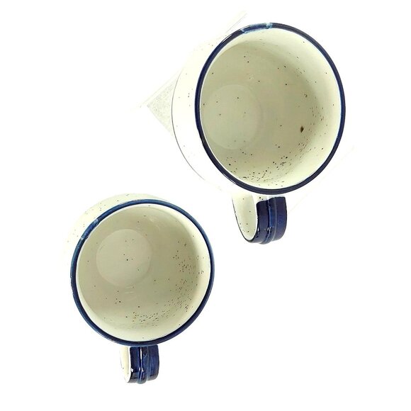 Ceramic Mugs Coffee & Tea Cups for Kitchen Decor Blue & White Speckled 2 pc Set - Picture 7 of 10